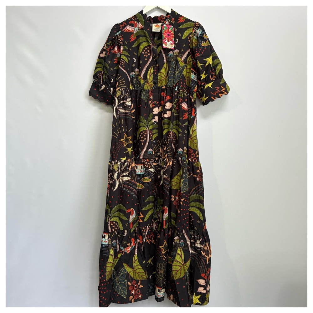 NWT Farm Rio Whimsical Printed Button front Shirt Maxi Dress, M - Picture 9 of 17